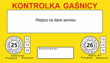 Kontrolka gaśnicy uniwersalna żółta