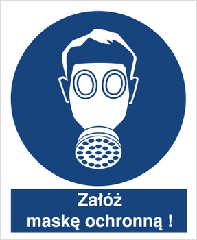 Znak nakaz stosowania ochrony dróg oddechowych na płycie PCV (405)