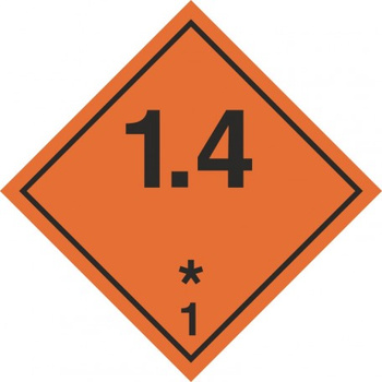 Znak Materiały i przedmioty wybuchowe. Podklasa 1.4 na Folii Samoprzylepnej (MB102)