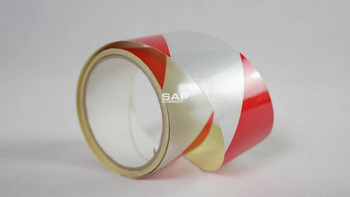 Taśma samoprzylepna odblaskowa biało-czerwona 100mm/5m