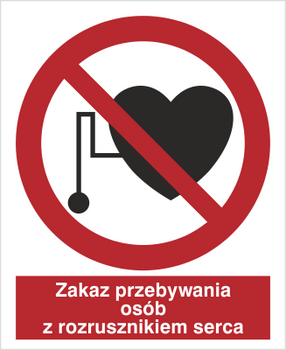 Znak przebywania osób z rozrusznikiem serca na płycie PCV (616)