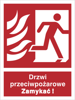 Znak drzwi przeciwpożarowe zamykać (w prawo) na płycie PCV (217-10)