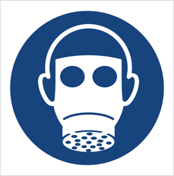 Znak nakaz stosowania ochrony dróg oddechowych na płycie PCV (M17) (ISO 7010)