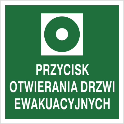 Znak przycisk otwierania drzwi ewakuacyjnych na Płycie Świecącej (104-03)