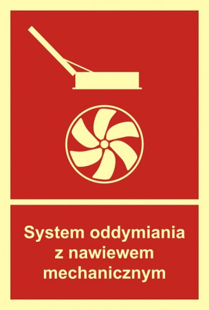Znak system oddymiania z nawiewem mechanicznym na płycie PCV (BB017)