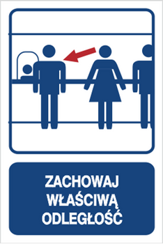 Znak zachowaj właściwą odległość na Folii Samoprzylepnej (823-108)