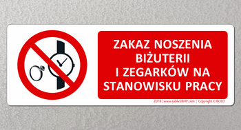 Oznaczenie Zakaz noszenia biżuterii (Z078)