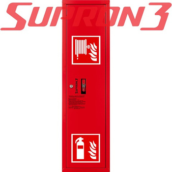 Hydrant wewnętrzny z wężem płaskoskładanym 52/20 wykonanie boczne z miejscem na gaśnice pod zwijadłem