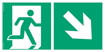 Znak kierunek do wyjścia ewakuacyjnego - w dół w prawo (AE098) Signproject