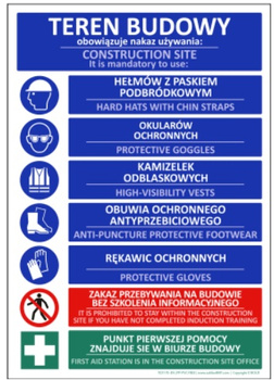 Tablica budowlana Teren Budowy T031 PL-EN Wersja polsko-angielska