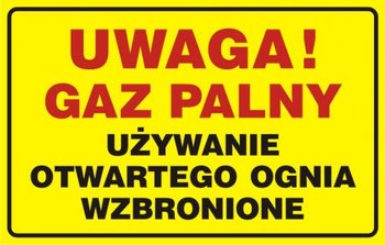 Znak Uwaga! Gaz palny-używanie otwartego ognia wzbronione (JD012)