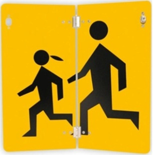 Tablica UWAGA DZIECI łamana 300x300 mm