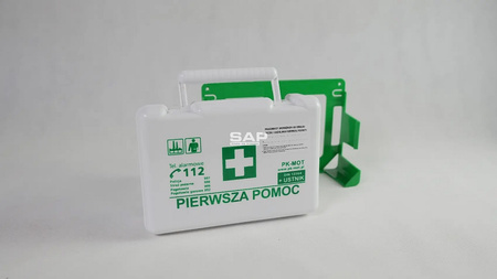 Apteczka pierwszej pomocy BD NEW DIN 13164 + ustnik z wieszakiem biała