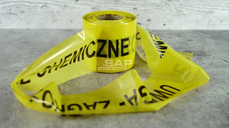 Taśma ostrzegawcza UWAGA ZAGROŻENIE CHEMICZNE 80mm/100m