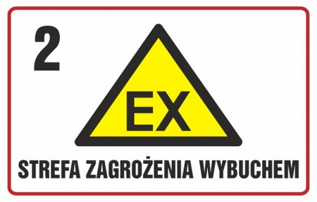 Znak Strefa zagrożenia wybuchem 2 na płycie PCV (NC004)
