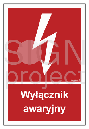 Znak Wyłacznik awaryjny na Folii Świecącej (BC034)