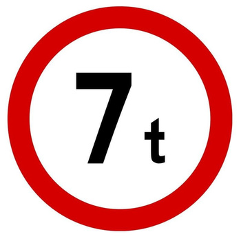Znak zakazu METALOWY (B18) zakaz wjazdu pojazdów o rzeczywistej masie całkowitej ponad 7 t