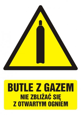 Znak Butle z gazem- nie zbliżać się z otwartym ogniem na Folii Samoprzylepnej (GF031)