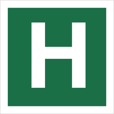 Znak stacja ewakuacyjna H (120-30) Techem