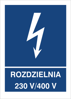 Znak rozdzielnia 230V/400V na Folii Samoprzylepnej (530-25)