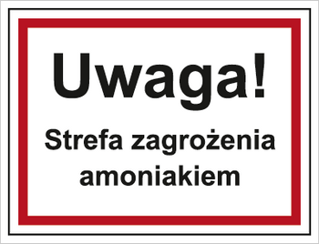 Znak uwaga strefa zagrożenia amoniakiem na płycie PCV (815-09)