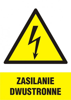 Znak Zasilanie dwustronne na płycie PCV (HA017)