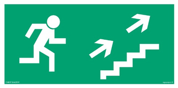 Znak kierunek do wyjścia drogi ewakuacyjnej schodami w górę w prawo (AA007) Signproject