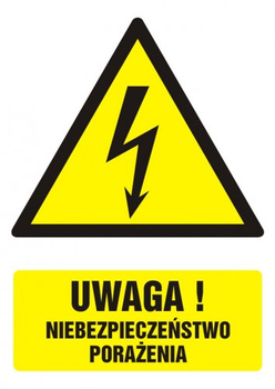 Znak Uwaga! Niebezpieczeństwo porażenia na Folii Samoprzylepnej (GF015)