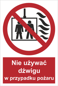Znak Nie używać dźwigu w przypadku pożaru (154-03) Techem