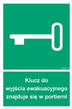 Znak klucz do wyjścia ewakuacyjnego znajduję się w portierni (AC067) Signproject