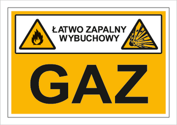 Znak gaz (łatwo zapalny, wybuchowy) na płycie PCV (870-02)