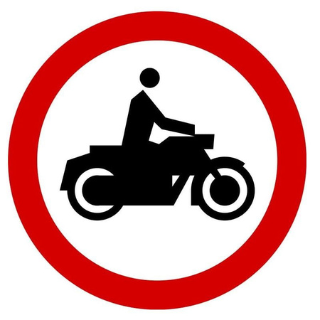 Znak zakazu METALOWY (B4) Zakaz wjazdu motocykli