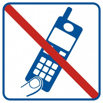 Znak Zakaz używania telefonów komórkowych na płycie PCV (RA510)