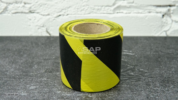 Taśma ostrzegawcza jednostronna żółto czarna 80mm/100m