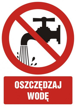 Znak oszczędzaj wodę na płycie PCV (GC048)