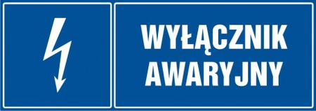 Znak Wyłącznik awaryjny na Folii Samoprzylepnej (HH045 AC 3,7x10,5cm)