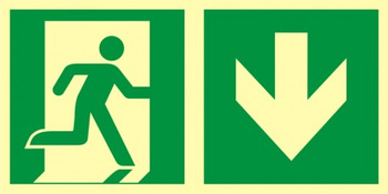 Znak kierunek do wyjścia ewakuacyjnego - w dół (prawostronny) (AE099) Signproject