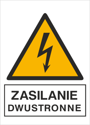 Znak zasilanie dwustronne na Folii Samoprzylepnej (330-14)