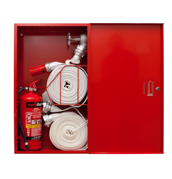 Hydrant wewnętrzny zawieszany uniwersalny DN52 z dodatkowym wężem z miejscem na gaśnicę - SUPRON