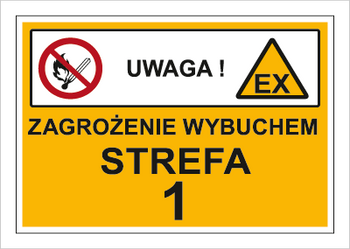 Znak zagrożenie wybuchem strefa 1 EX na płycie PCV (870-27)