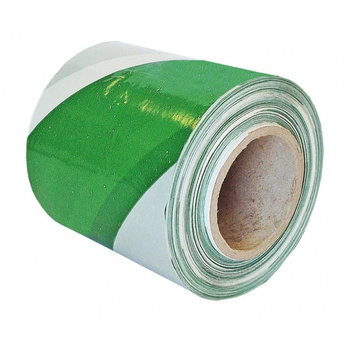 Taśma ostrzegawcza biało-zielona 70mm/100m