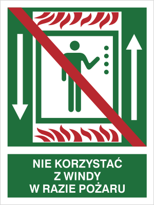 Znak nie korzystać z windy w razie pożaru (154-01) Techem