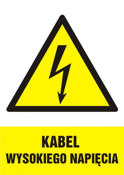 Znak Kabel wysokiego napięcia na Folii Samoprzylepnej (HA005)