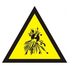 Znak ostrzeżenie przed substancjami wybuchowymi na Folii Samoprzylepnej (JA 004)