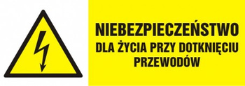 Znak Niebezpieczeństwo dla życia przy dotknięciu przewodu na Folii Samoprzylepnej (HB007)