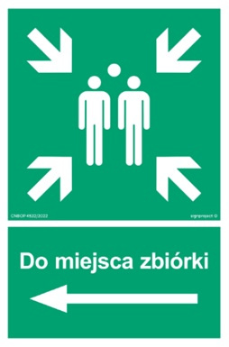 Znak Do miejsca zbiórki w lewo (AC041) Signproject