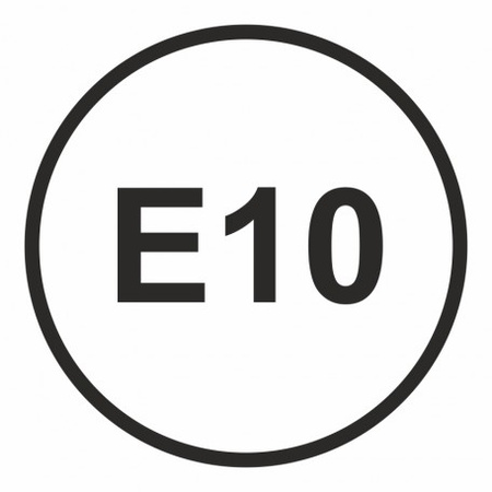 Znak Benzyna- maksymalna zawartość etanolu w paliwie 10% na Folii Samoprzylepnej (SB023)
