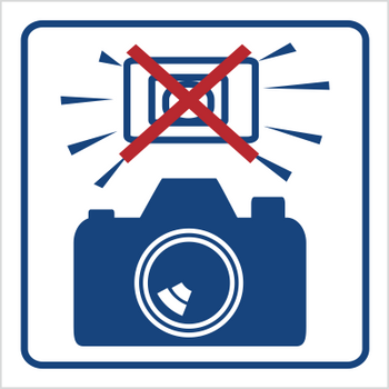 Znak zakaz używania lamp błyskowych na płycie PCV (823-80)