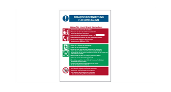 Instrukcja PPOŻ dla pomieszczeń hotelowych w języku niemieckim (IN017DE)