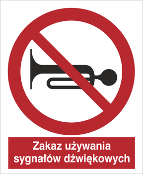 Znak zakaz używania sygnałów dźwiękowych na płycie PCV (628)